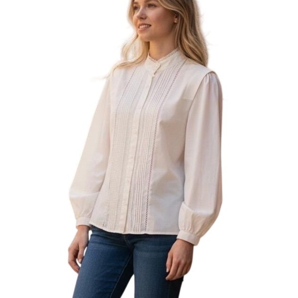Hunt Club Vintage‎ White Blouse Size Small